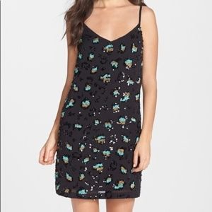 French Collection Sequin Leopard Spot Slip Dress